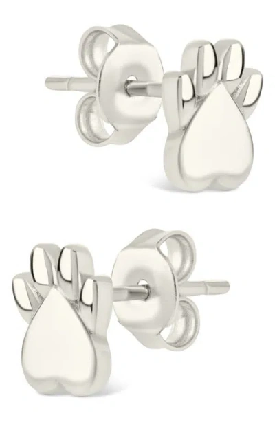Sterling Forever Paw Print Stud Earrings