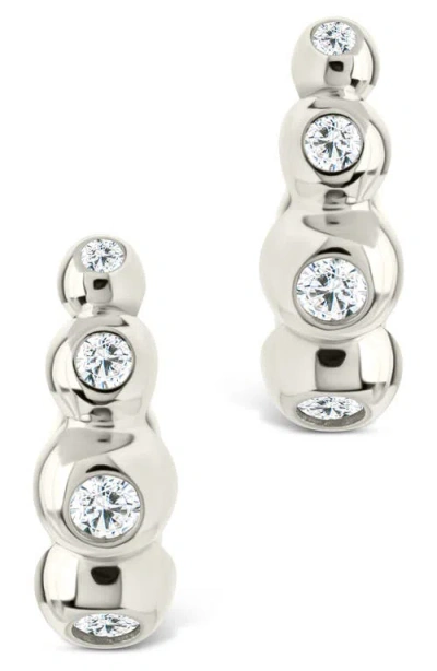 Sterling Forever Maison Cubic Zirconia Bubble Micro Hoop Earrings