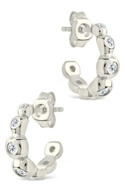Sterling Forever Maison Cubic Zirconia Bubble Micro Hoop Earrings