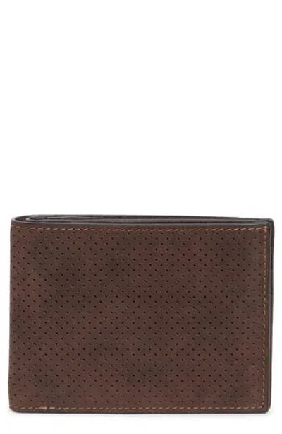 Johnston & Murphy Oil Tanned Leather Perforated Billfold Wallet