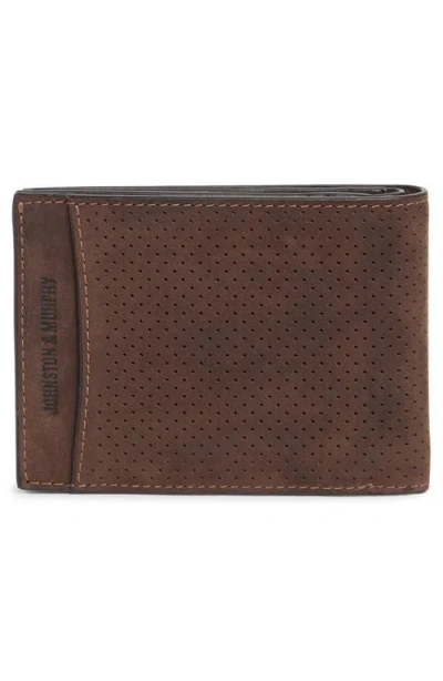 Johnston & Murphy Oil Tanned Leather Perforated Billfold Wallet