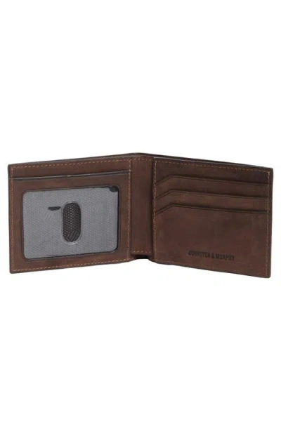Johnston & Murphy Oil Tanned Leather Perforated Billfold Wallet