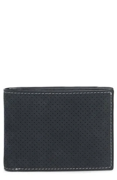 Johnston & Murphy Oil Tanned Leather Perforated Billfold Wallet