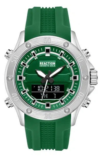 Kenneth Cole Reaction Analog-digital Silicone Strap Watch, 43mm