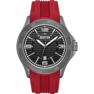 Kenneth Cole Reaction Three Hand Quartz Silicone Strap Watch, 43mm