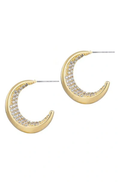 Adornia Pavé Crystal Lined Crescent Hoop Earrings