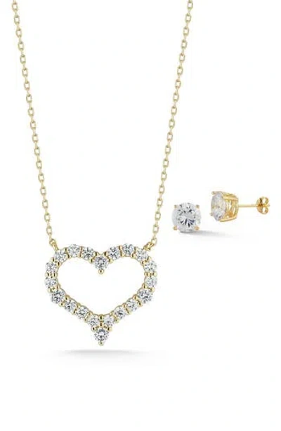 Glaze Jewelry Cz Heart Pendant & Stud Earrings Set