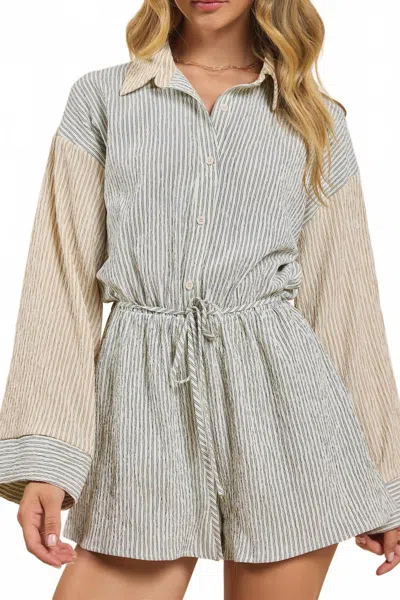 Sadie & Sage In The Clouds Stripe Romper In Cream Navy