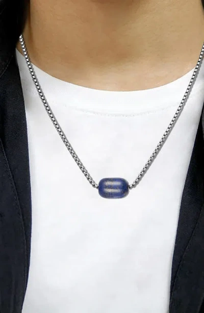Van Heusen Stainless Steel Semiprecious Stone Bead Pendant Necklace