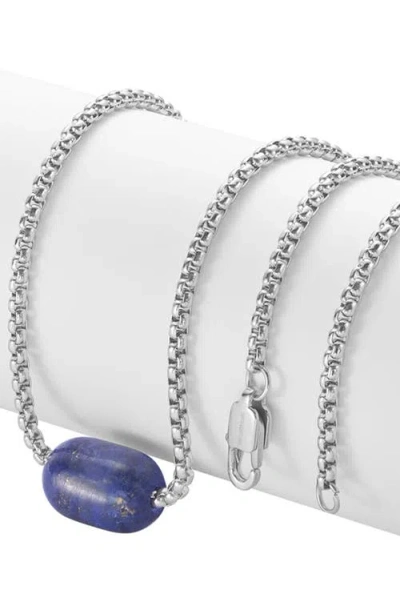 Van Heusen Stainless Steel Semiprecious Stone Bead Pendant Necklace