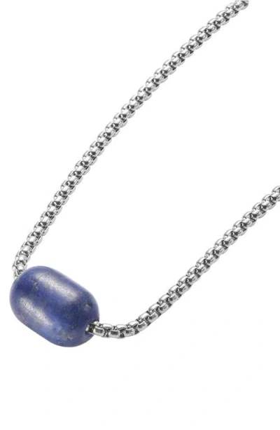 Van Heusen Stainless Steel Semiprecious Stone Bead Pendant Necklace