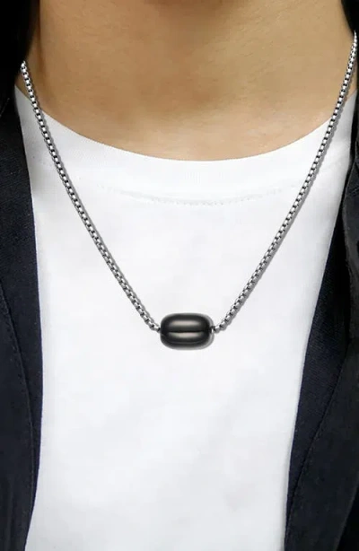 Van Heusen Stainless Steel Semiprecious Stone Bead Pendant Necklace