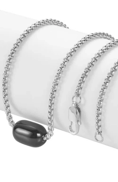 Van Heusen Stainless Steel Semiprecious Stone Bead Pendant Necklace