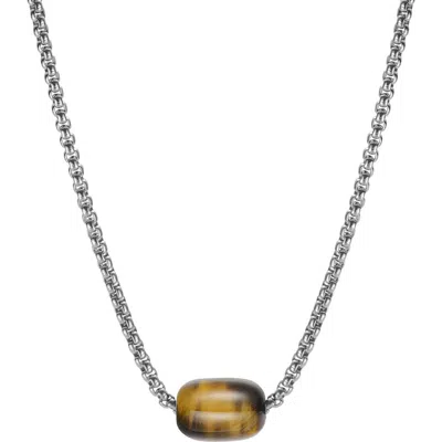 Van Heusen Stainless Steel Semiprecious Stone Bead Pendant Necklace