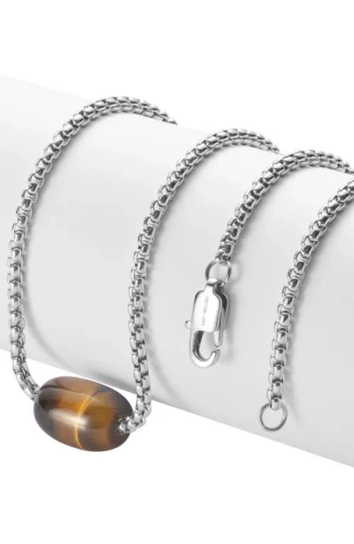 Van Heusen Stainless Steel Semiprecious Stone Bead Pendant Necklace