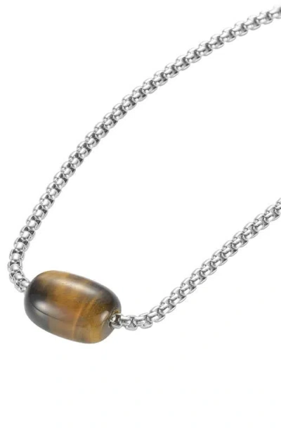 Van Heusen Stainless Steel Semiprecious Stone Bead Pendant Necklace