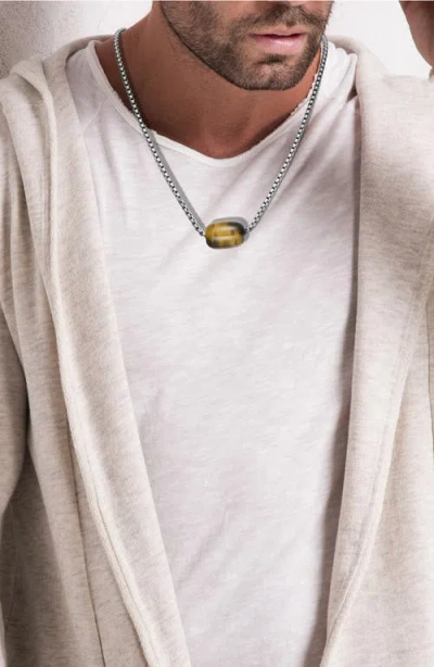 Van Heusen Stainless Steel Semiprecious Stone Bead Pendant Necklace