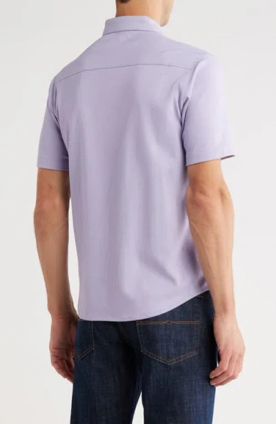 Nicoby Regular Fit Short Sleeve Piqué Button-up Shirt In Purple