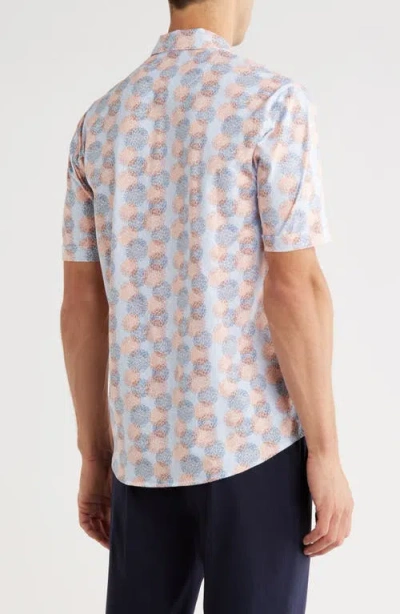 Nicoby Regular Fit Short Sleeve Stretch Button-up Shirt In Orange