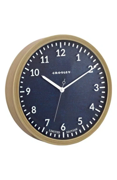 Crosley Oak Finish & Denim Analog Wall Clock