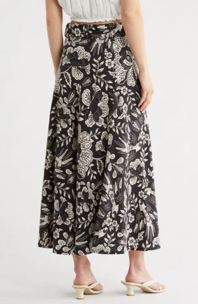 T Tahari Belted Linen Blend Maxi Skirt