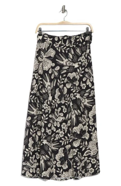 T Tahari Belted Linen Blend Maxi Skirt