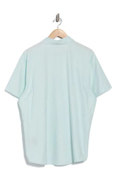 Rvca Douglas Solid Short Sleeve Cotton Button-up Shirt In Blue