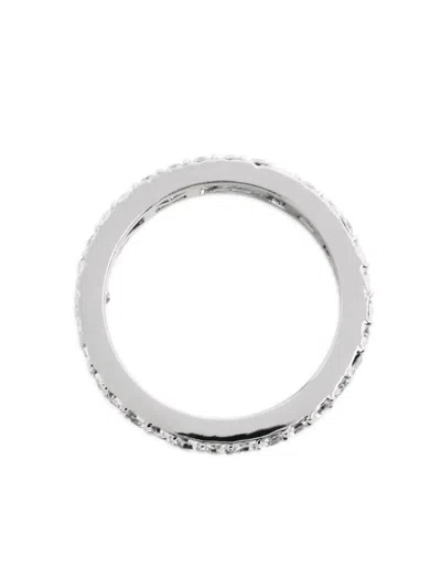 Marc Jacobs Logo-lettering Crystal-embellishment Ring In Metallic