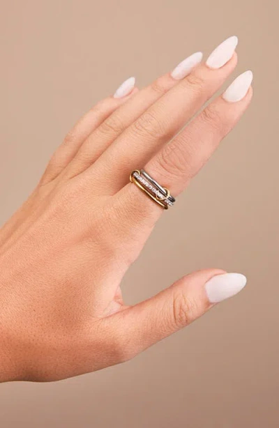 Sterling Forever Edda Cubic Zirconia Statement Linked Stacking Ring