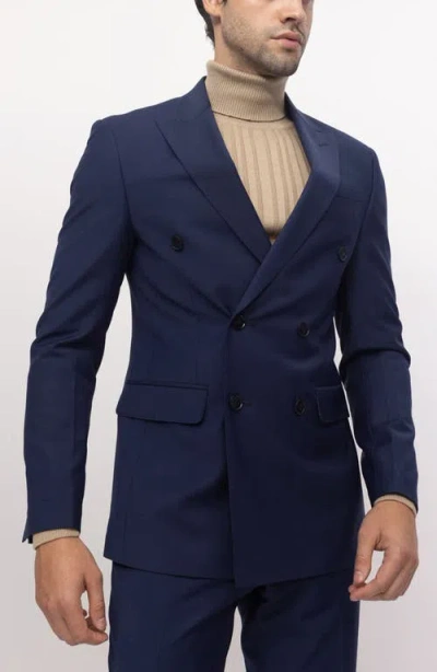 Ron Tomson Super 120s Wool Double Breasted Tuxedo Jacket