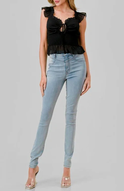 Beivy Ruffle Cap Sleeve Smocked Crop Top
