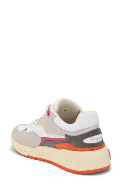 Ferragamo Leather And Fabric Low-top Sneakers In White