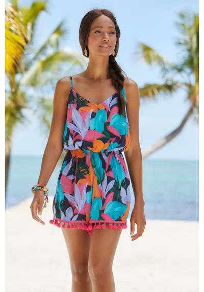 Lascana Women's Printed Tassel Trim Romper
