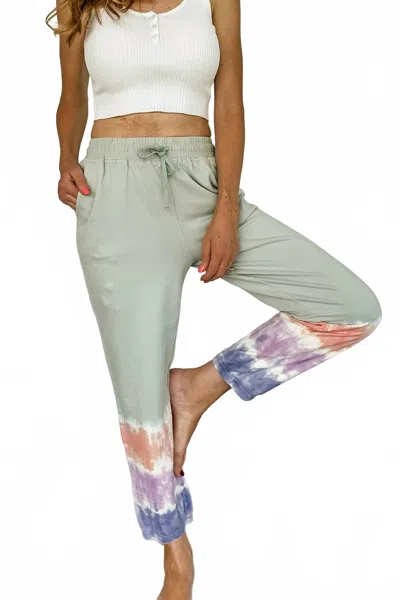 Hem & Thread Tiara Tie Dye Jogger Sweatpants In Green