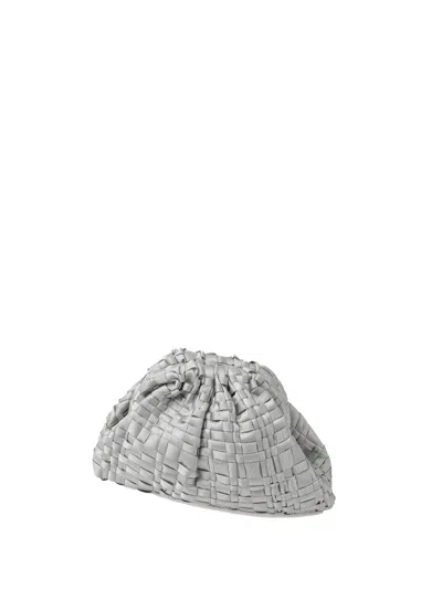 Maria La Rosa Silver Crochet Clutch With Shoulder Strap
