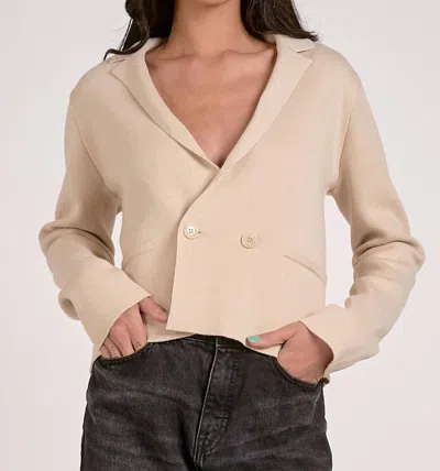 Elan Rocky Cropped Knit Blazer In Beige