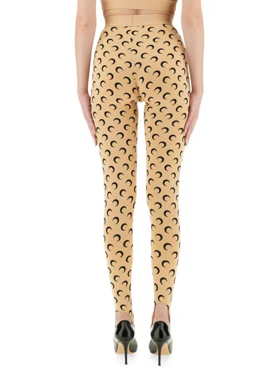Marine Serre Beige Recycled Moon Jersey Stirrup Leggings In Brown