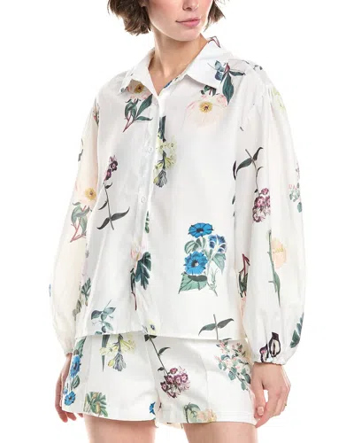 Hl Affair Balloon Sleeve Linen-blend Blouse