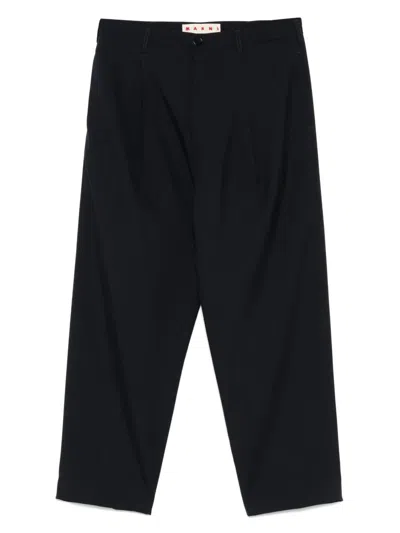 Marni Trousers With Pleated Design And Pockets In Black