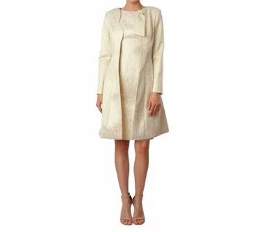 Cenia Scalloped Fly-away Topper + Sheath Dress In Gold