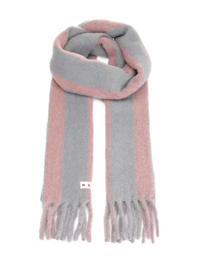 Marni Soft Fringe Striped Scarf In Pink