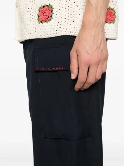 Marni Men's Tropical Wool Trousers In Blue