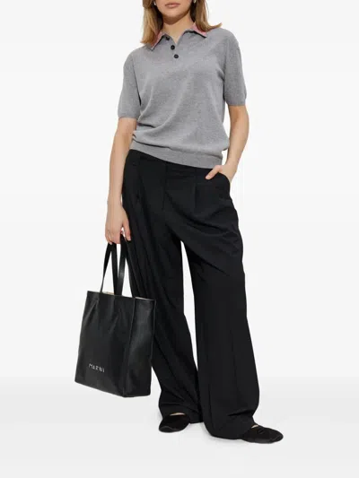 Marni Wool Polo Shirt With Velvet Collar