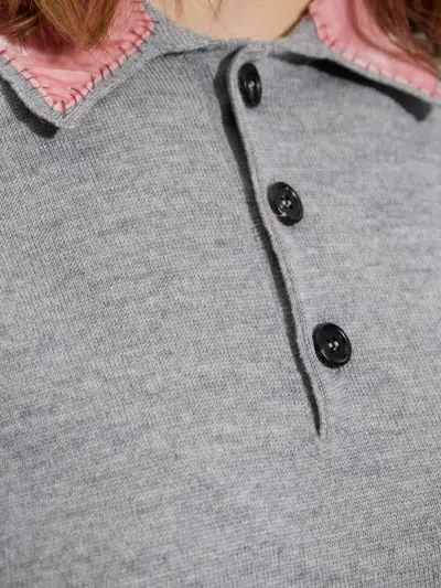 Marni Wool Polo Shirt With Velvet Collar