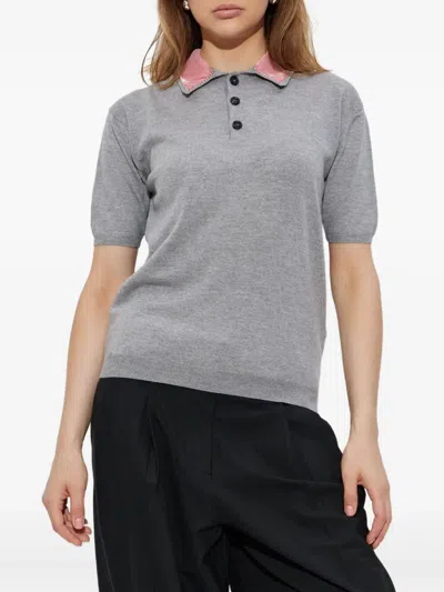 Marni Wool Polo Shirt With Velvet Collar