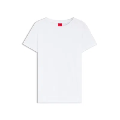 Hugo Boss Relaxed Fit T-shirt In Cotton With Cut-logo Print In White