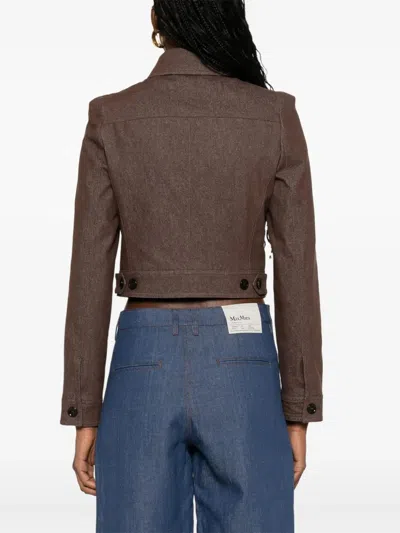Max Mara Carpa Cropped Denim Jacket By  In Brown