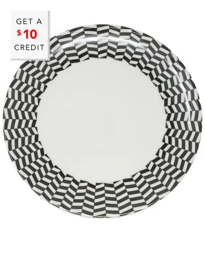 Elizabeth Sutton Home B&w Chevron Dinner Plate With $10 Credit