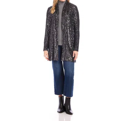 Karen Kane Sequin Duster In Smoke In Gray