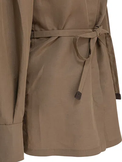 Max Mara Affari Belted Buttoned Shirt In Green